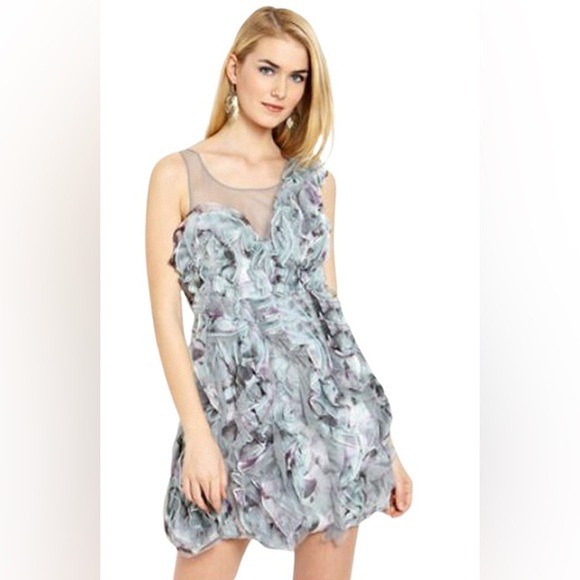 BCBGMAXAZRIA Eva Silk Organza Ruffle Petal Dress - Picture 1 of 11
